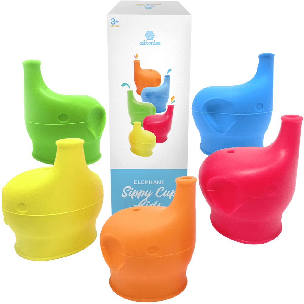Baby Sippy Cup Lids Elephant Spill Proof Food Grade Silicone Sippy Cup Lids QK 