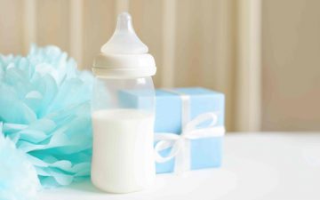 baby feeding bottle with milk