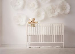 white baby crib