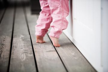 little girl toe walking
