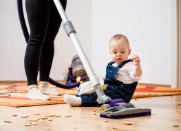 how to clean baby play mat - cleaning the mess on the floor